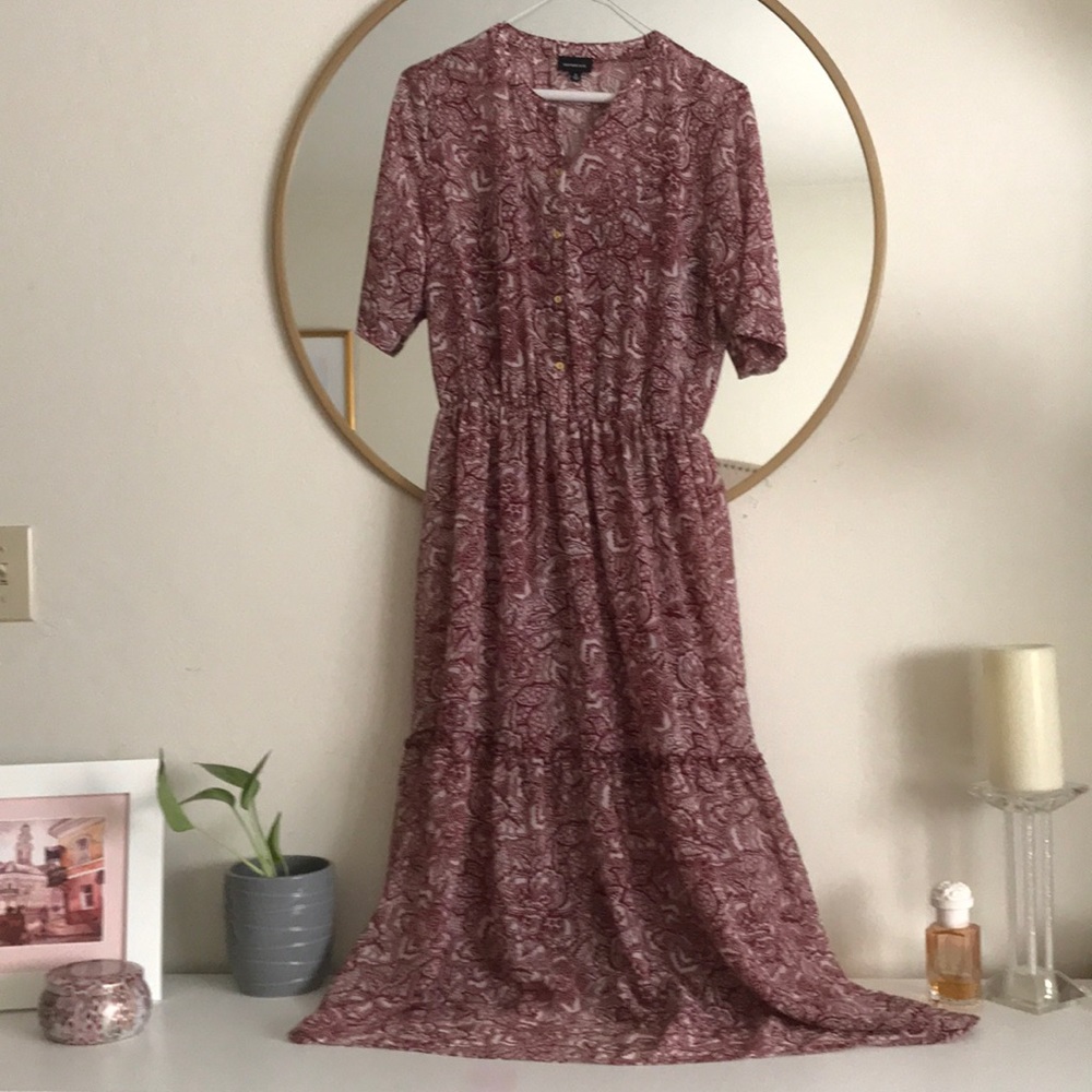 Who What Wear Red Paisley Dress